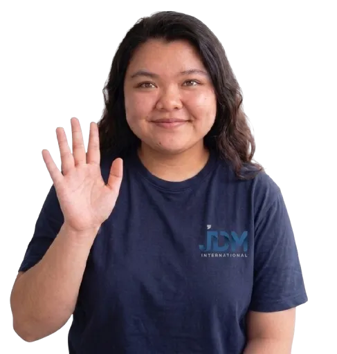 Novi, Indonesian language trainer, waving hello